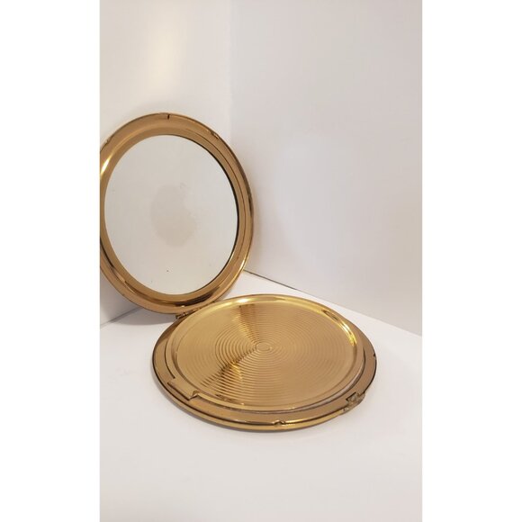 Vintage Gold Tone Compact: Crinoline Lady Design, Vanity Mirror - Picture 6 of 10